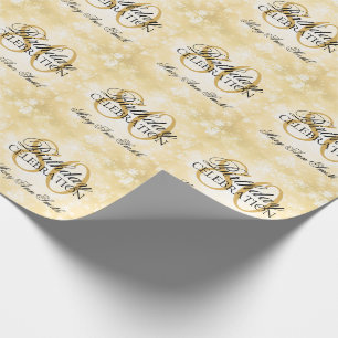 Gold Winter Wonderland 80th Birthday Party Wrapping Paper
