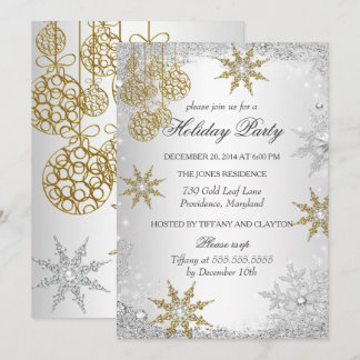 Gold Winter Wonderland Christmas Holiday Party 5 Invitation