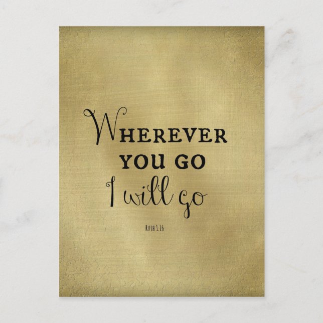 Gold with Bible Verse Wherever you go... Announcement Postcard (Front)