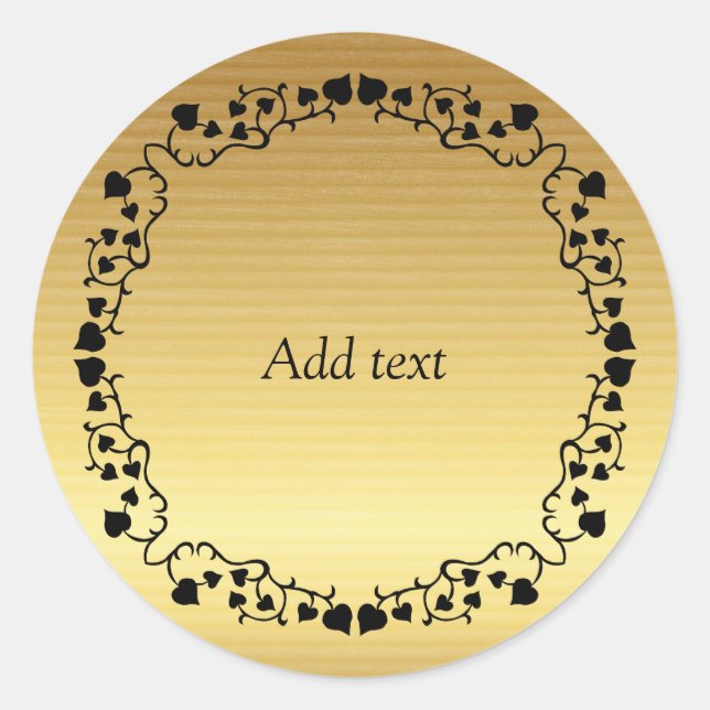 Gold with Black Ivy Trim template Classic Round Sticker (Front)