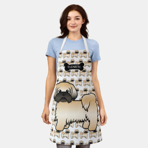 Gold With Black Mask Shih Tzu Cartoon Dog & Name Apron