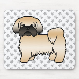 Gold With Black Mask Shih Tzu Cute Cartoon Dog Mouse Pad