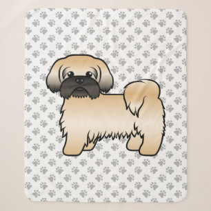 Gold With Black Mask Shih Tzu Cute Cartoon Dog Sherpa Blanket