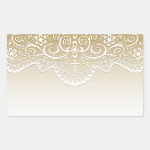 Gold with Lace, Cross, Religious Sticker