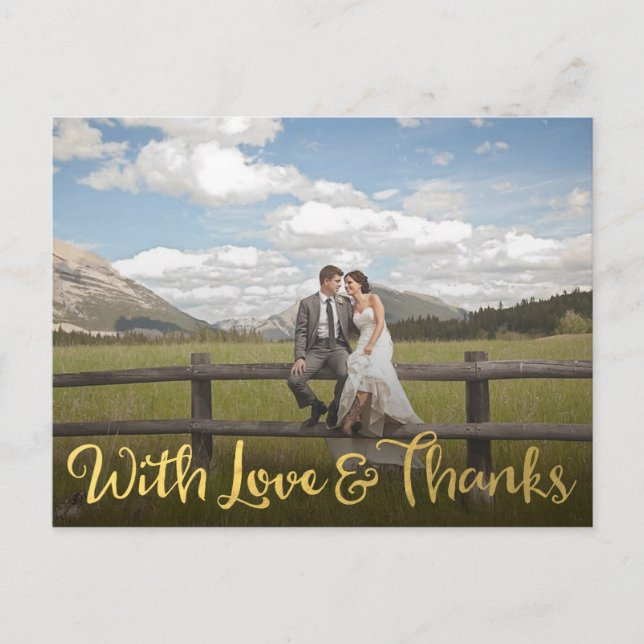 Gold With Love and Thanks Photo Postcard (Front)