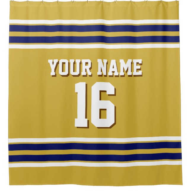 Gold with Navy White Stripes Sports Jersey (Front)