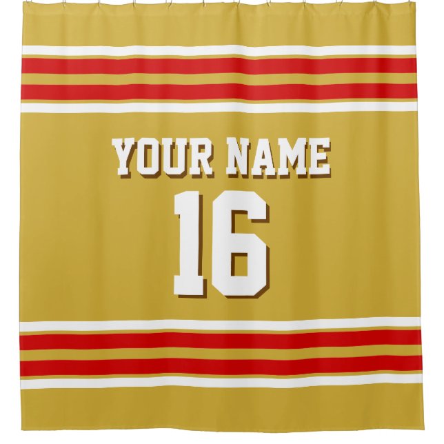 Gold with Red White Stripes Sports Jersey (Front)