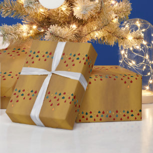 Gold with small red/green droplets> Wrapping Paper