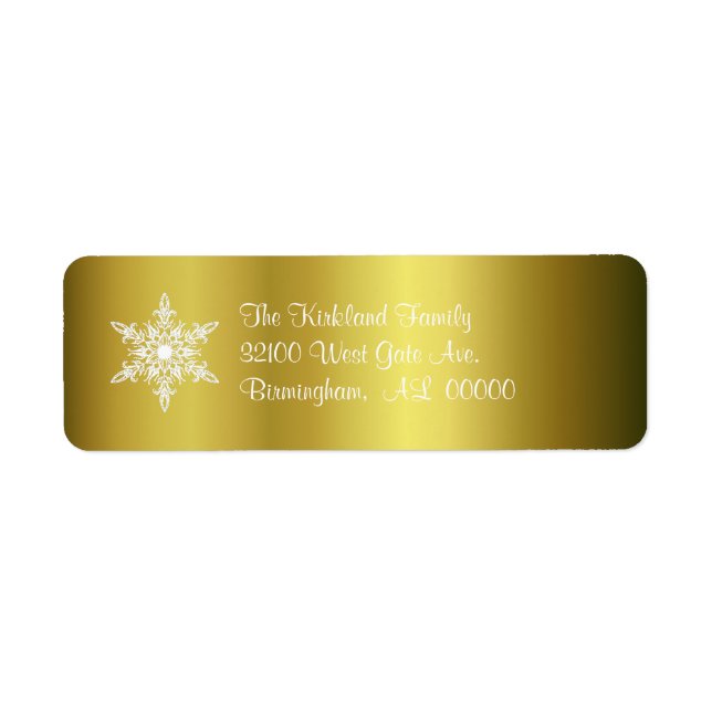 Gold with Snowflake Holiday Address Labels (Front)