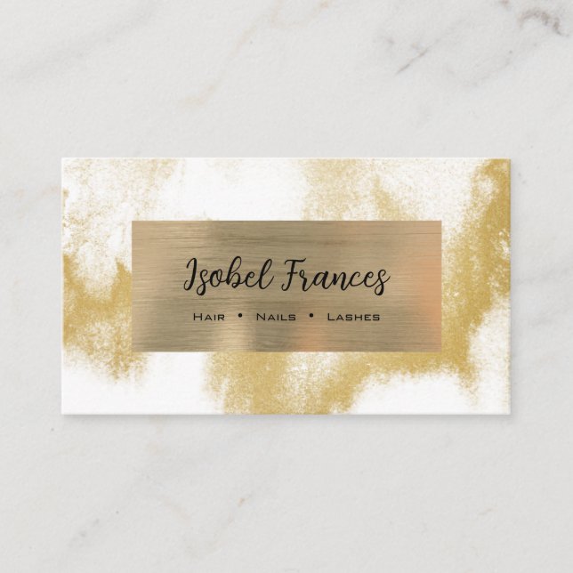 Gold with White Abstract Business Card (Front)