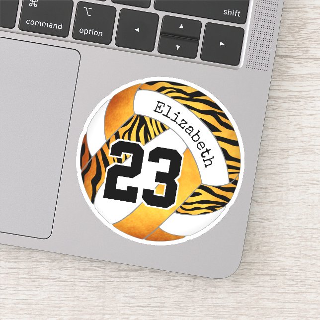 gold with zebra pattern personalized volleyball (Detail)