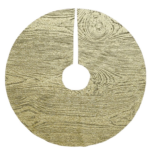 Gold Wood Glitter Texture Background Brushed Polyester Tree Skirt (Front)