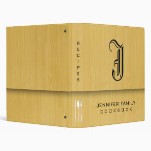 Gold Wood Grain Cooking Monogram Binder