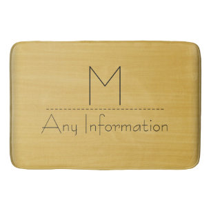 Gold Wood Grain Texture Monogram Bath Mat