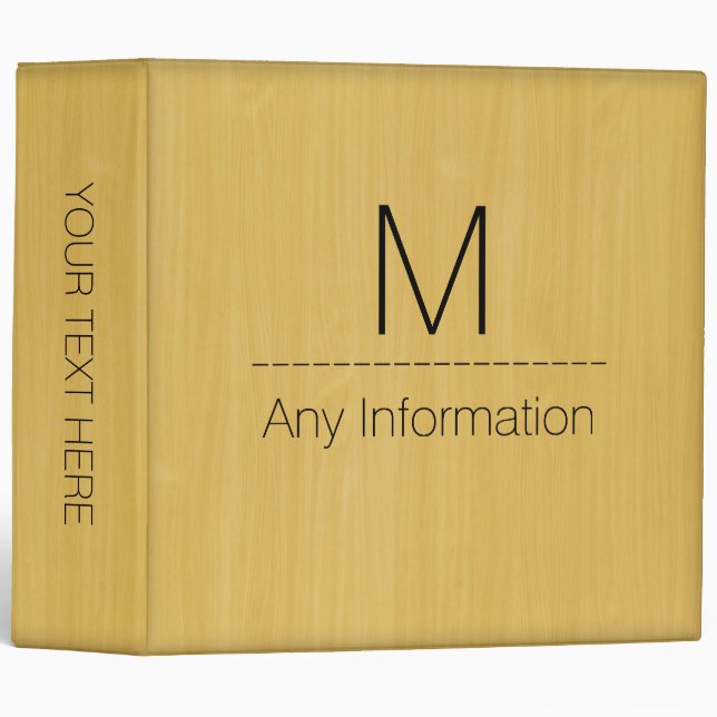 Gold Wood Grain Texture Monogram Binder (Front/Spine)