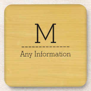 Gold Wood Grain Texture Monogram Coaster