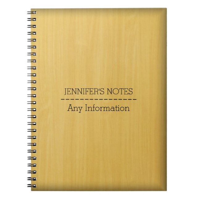 Gold Wood Grain Texture Notebook (Front)