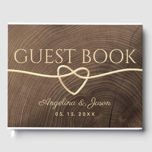 Gold Wood Wedding Guest Book