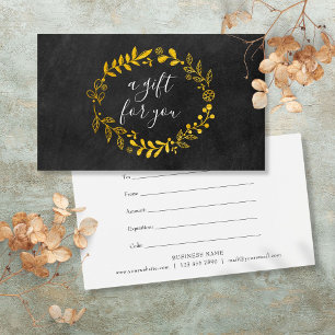 Gold Woodland Garland Chalkboard Certificat cadeau