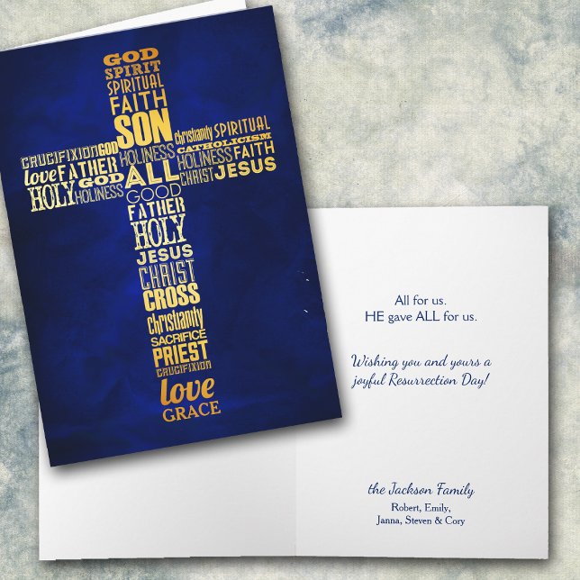 Gold Word Cross Christian Easter Card (Creator Uploaded)