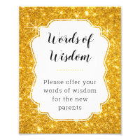Gold Words of Wisdom Advice Baby Shower Sign