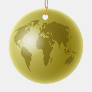 Gold World Globe Ceramic Ornament