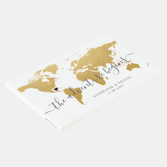 Gold World Map Adventure Destination Wedding Guest Book Zazzle Ca