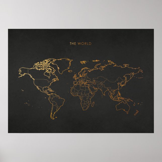 Gold World Map Poster (Front)