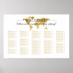 Gold World Map Travel Theme Seating Chart<br><div class="desc">Elegant gold world map "where in the world are you sitting" seating chart perfect for travel theme weddings, bridal shower or baby shower, bar or bat mitzvahs where the love of adventure is celebrated and guests are treated to a virtual journey around the world! More options in the Custom Paper...</div>