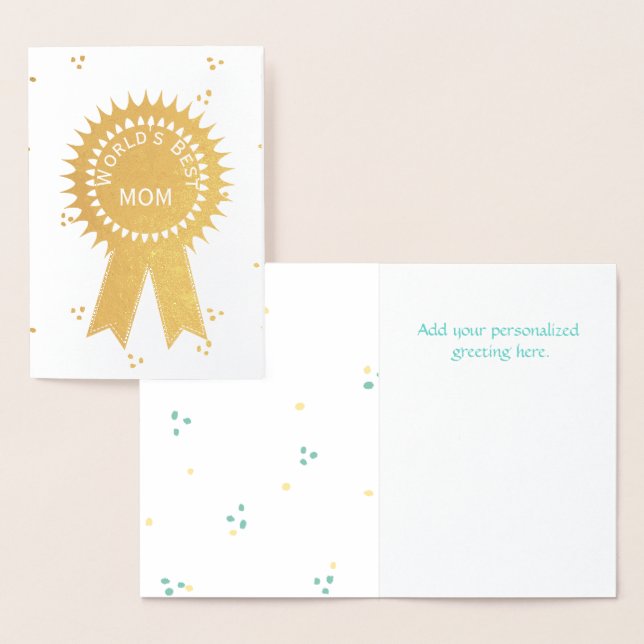 Gold Worlds Best Mom Ribbon Card (Display)