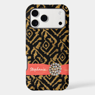 Gold Woven Fabric with Ribbon and Rhinestone