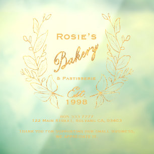 Gold Wreath Bakery Logo Company Info Window Cling