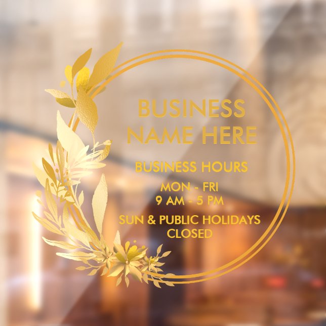 Gold Wreath Business Store Opening Hours Window Cling (Sheet 2)
