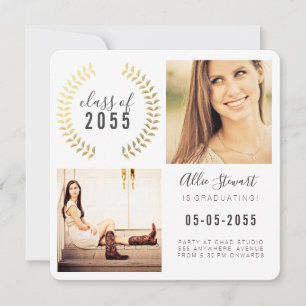 Gold Wreath Class of Student Graduate Photo Cards