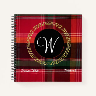 Gold Wreath Madras Personalize Monogram Decorative Notebook