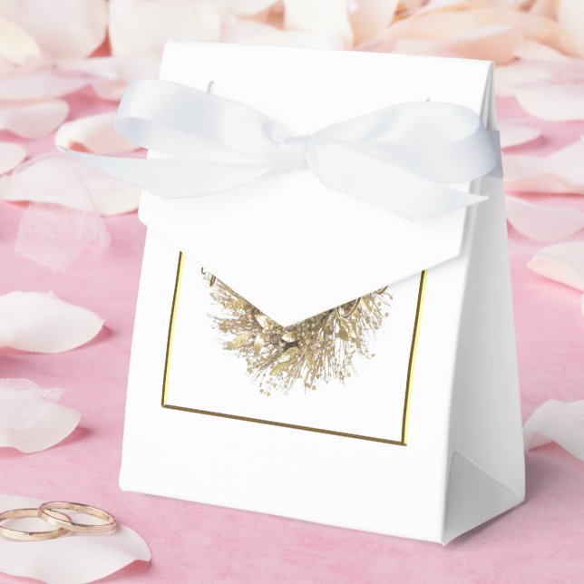 Gold Wreath Merry Christmas Favour Box (Wedding)