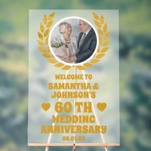 Gold Wreath Photo 60th Mariage Anniversaire Bienve