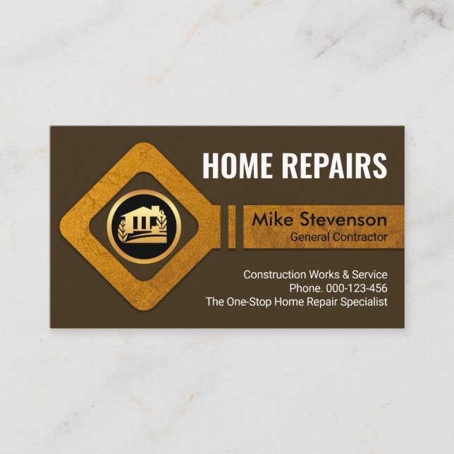 Gold Wrench Tools Handyman Business Card (Front)