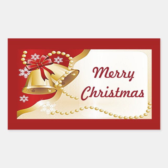 Gold XMas Bells, Beads and Snowflakes Stickers (Front)