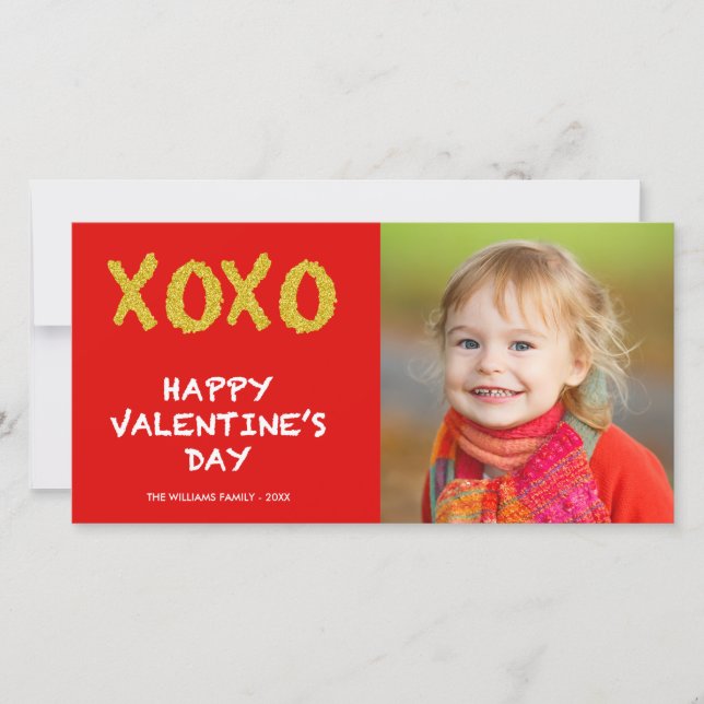 Gold XOXO | Valentine's Day Photo Card (Front)