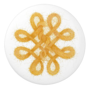 Gold Yarn Celtic Knot Ceramic Knob