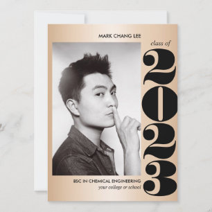 GOLD YEAR BLACK BOLD COLLEGE PHOTO GRADUATION CARD