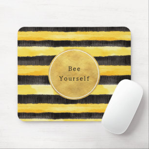 Gold Yellow Black Bee Stripes Mouse Pad