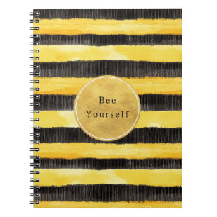 Gold Yellow Black Bee Stripes Notebook