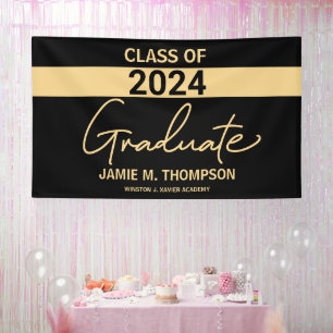 Gold yellow Black Class of 2024 CelebrateGraduate Banner