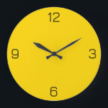 Gold Yellow FFD700 Colour with Add Your Name Optio Large Clock<br><div class="desc">Add a name, initials or some text, or keep the colour alone. Colour coordinates with other items in the store based on the name and the HEX code (six-digit hex triplet) shown. Use this code to mix, match and customize any other item to go with this, or to add to...</div>