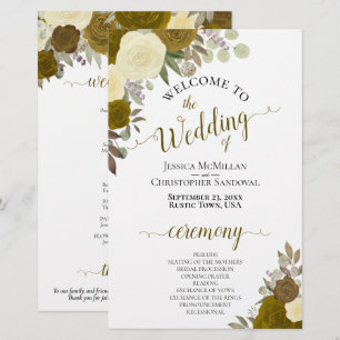Gold & Yellow Floral Budget Wedding Program