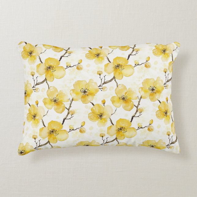 Gold Yellow Flowers  Accent Pillow (Front)