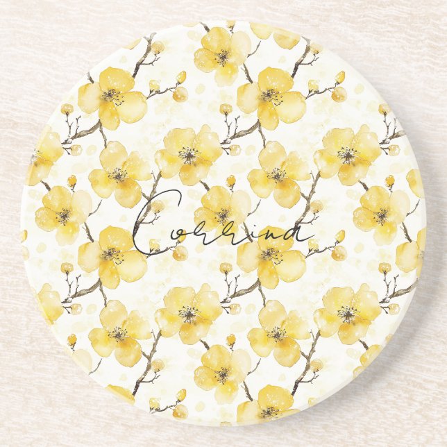 Gold Yellow Flowers  Coaster (Front)