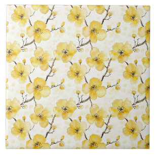 Gold Yellow Flowers Tile